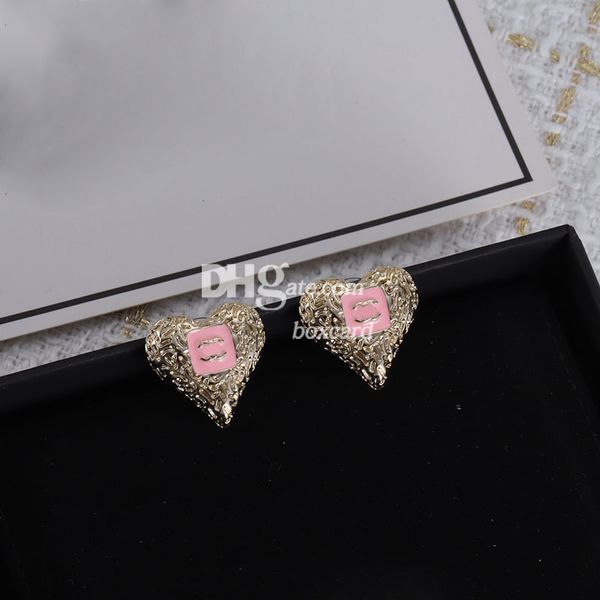 Trendy Kristal Küpe Kulaklıkları Klasik Pembe Kalp Küpe Darklar ışıltılı Rhinestone Küpe Kutu ile