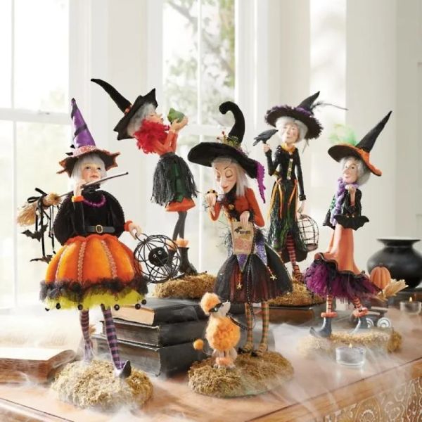 Esculturas nova halloween bruxa boneca figura estátua resina abóbora elegante mini bruxa escultura decoração festa casa ornamentos de mesa