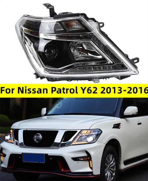 Faróis de carro para Nissan Patrol Y62 2013-20 16 LED DRL Front Dynamic Turn Signal Lamp LED Lens Auto Assembly
