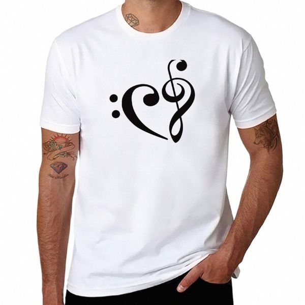 We Heart Music - T-shirt nera tees camicie grafiche tees coreano fi tinta unita nero magliette da uomo N3HG #
