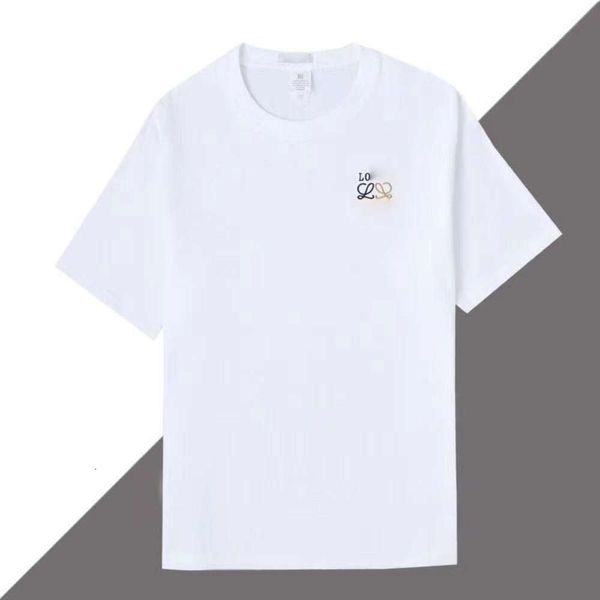 T-shirt taglie forti maglietta da uomo tinta unita lettere estive ricamate camicia firmata da donna casual da uomo a maniche corte