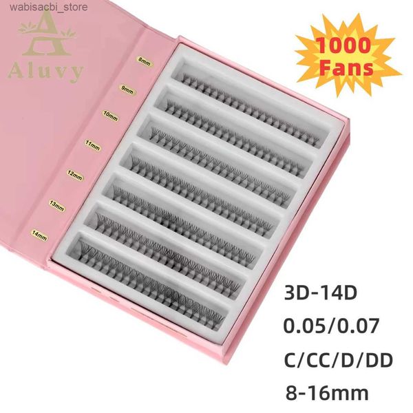 Cílios Postiços Ultra Alta Velocidade Promade Fãs 3D-14D Pontudo Base Fina 500/1000 Fãs Rápido Mega Volume Pré-fabricados Fãs Lash Extension24327