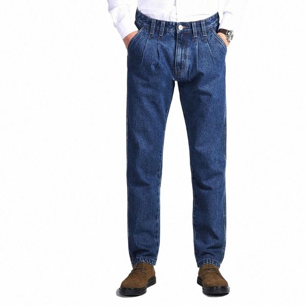 Tiger CASTLE Mens 100% Cott Calças Jeans Grossas Calças Jeans Fi Azul Baggy Masculino Macacão Clássico Lg Qualidade Primavera Outono Jeans L0D1 #