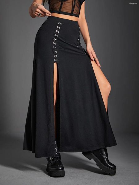 Röcke Bold Shade Mall Gothic Aesthetic Fashion Midi Grunge Punk High Split Side Long Rock Taille Streetwear Bottom