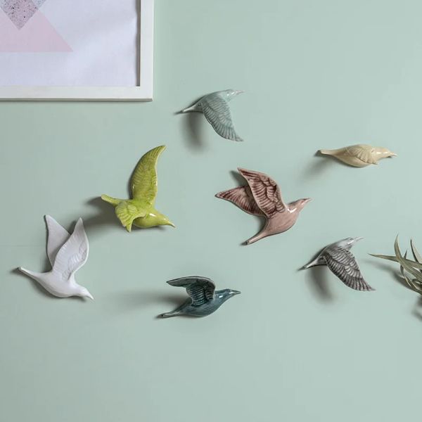 Миниатюры 3D керамическая птица украшение стены модель украшение комнаты скандинавский ветер разноцветная ласточка настенная паста украшение дома