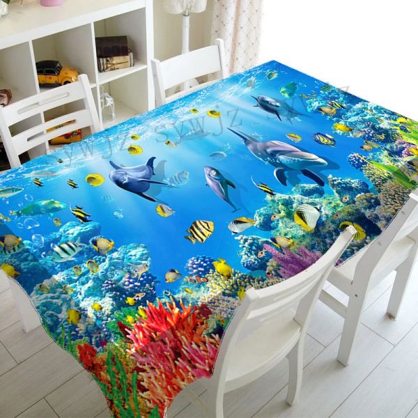 Combs Underwater World Tovaglia decorativa con stampa di squali Tavolo da picnic Tovaglia rettangolare Tavolo da pranzo per la casa Decorazione del tavolino da caffè