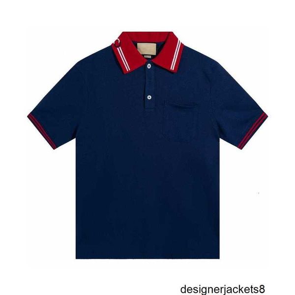 Designer G Family 24SS Poloshirt mit neuem Ausschnitt und Doppel-G-Stickerei für Herren, einfarbig, Business-Casual, schmale Passform, kurze Ärmel TE W0ZZ