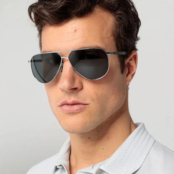 Erstklassige, trendige Titan-Doppelsteg-Pilotstil-Sonnenbrille für Herren und Damen, Modell 8962, großes übergroßes ovales Gestell, Outdoor-Mode