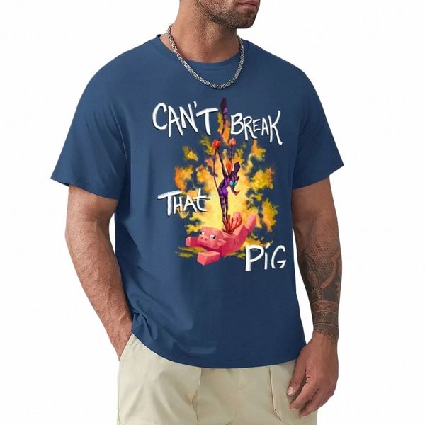 Can't Break That Pig T-shirt top camicie tee grafiche tinta unita nero magliette da uomo c4RP #