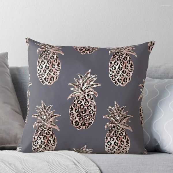 Pillow Rose Gold Sparkle Pineapple On Grey Throw Pillows Bed S Cover LuxuryHome, Furniture & DIY, Home Décor, Cushions!