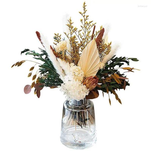 Fiori decorativi BOUQUET FLOOCHET ANCIGLIO NATURALE MISCCHIO PROTEA REPENS HYRGEA EUCALYPTUS PALM MILETM PAMPA PAMPA