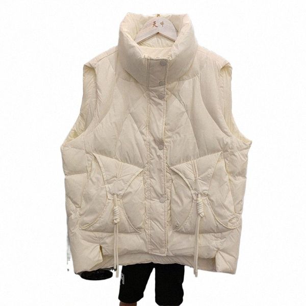 2023 delle donne di inverno nuovo bianco anatra giù corpo caldo cappotto femminile casual gilet signore Sleevel Lg Vest giacche F24z #