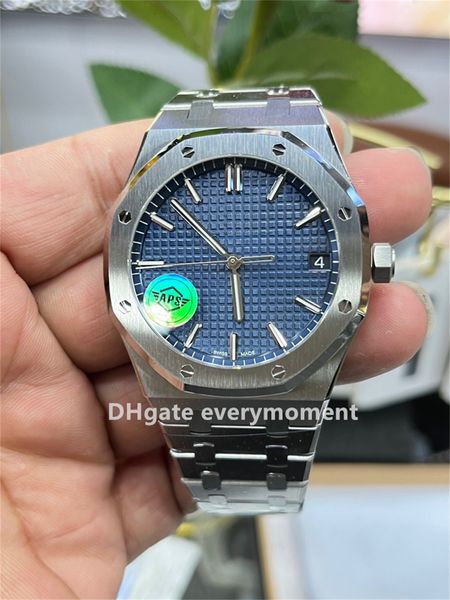 APS Factory Super Edition Relógios Masculinos 15500 41mm 4302 Movimento Relógio Mecânico Automático Mostrador Azul 904L Aço Inoxidável Safira Relógios de Pulso Impermeáveis Profundo-K