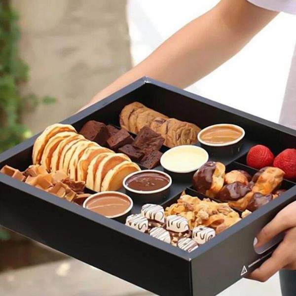 8/10 Gird Große Kuchen Süßigkeiten Obst Braun Weiß Box Catering Paket Teller Box Snack Teller Boxen Großhandel