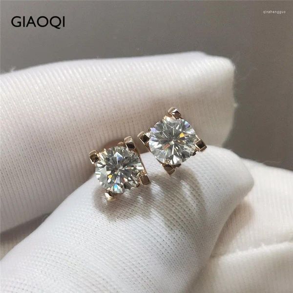 Brincos GIAOQI Original 18K Rose Banhado A Ouro Diamante Passado Corte Brilhante Total 2 Quilates D Cor Moissanite Cabeça de Vaca