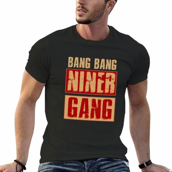 Bang Bang Niner Gang Football Cooles T-Shirt mit Lg-Ärmeln, übergroßes Zolldesign, eigene Tops, Grafiken, Herrenbekleidung M7Cd #