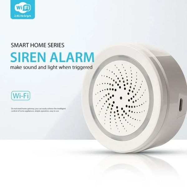 Sensore di allarme sirena Smart WiFi 2 in 1 allarme sirena wireless con suono da 100 dB + sensore di temperatura telecomando Smart Life