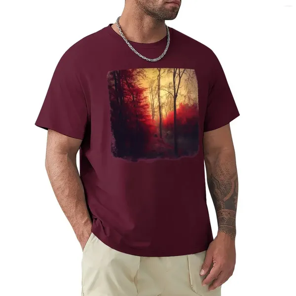 Polo da uomo T-shirt foresta rosso rubino per un ragazzo Animale Prinfor Ragazzi Abbigliamento anime T-shirt grafiche da uomo Divertenti