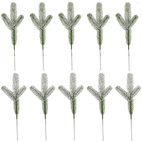 Flores decorativas 24pcs A agulhas de pinheiro artificial ramificam uma atmosfera quente de plástico para fazer Garland de Natal DIY