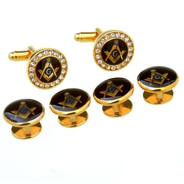 Abotoaduras Mason Logo Cufflink Collar Set com Strass Esmalte Abotoaduras Uni Style Drop Delivery Jóias Tie Claps Tacks Ot51Y