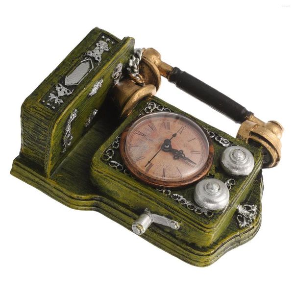 Orologi da tavolo 2 pezzi Decorazioni per la casa Orologio per telefono Scrivania vintage Decorazioni per cucina Caffetteria da comodino in resina funzionale