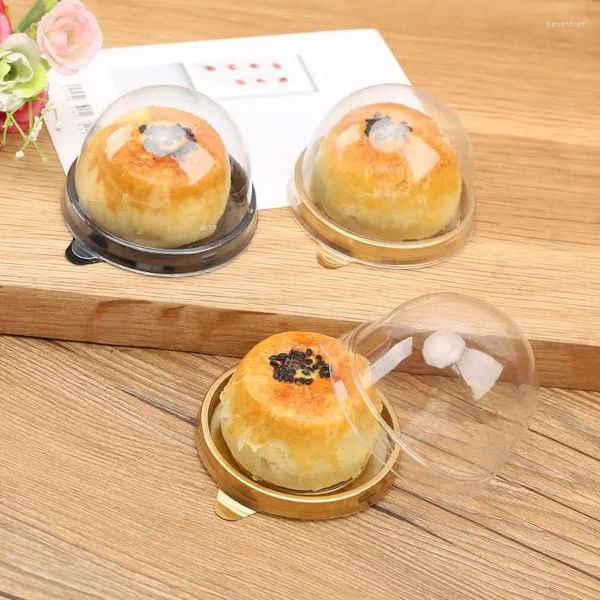 Stampi da forno 50 pezzi Scatole contenitori mini cupcake in plastica trasparente Contenitori individuali per muffin Pod Dome Supporti per torta a tazza singola