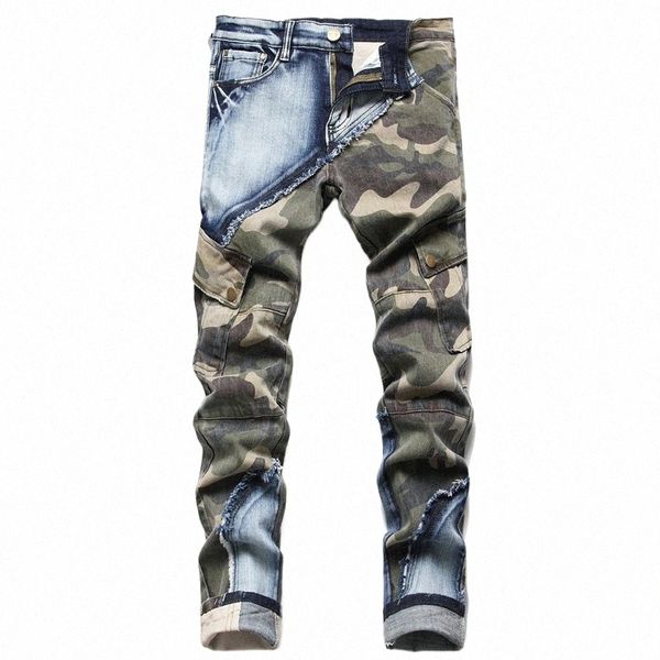 supzoom 2023 nova chegada top fi venda quente ulzzang outono e inverno cozido camoue retalhos jeans homens f5Wt #