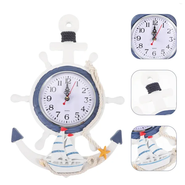 Orologio da parete orologio in stile mediterraneo ancoraggio nautico per decorazioni della ruota della spiaggia costiera navigazione bagno sospeso