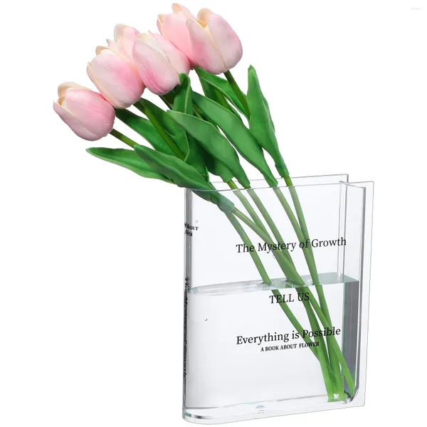 Vasi Libro Vaso di fiori Vaso di fiori a forma trasparente Decorazione per libreria floreale Camera estetica