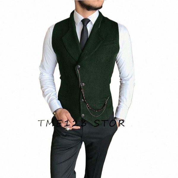 Fi Einreihiger Anzug Wollwesten für Männer Grau Schwarz High-End-männliche Weste Slim Fit Formal Busin Casual Weste Z8D2 #