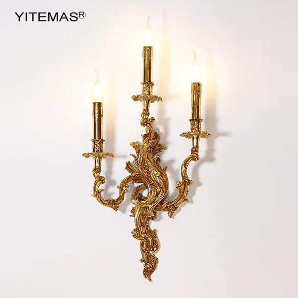 Настенный светильник, медный роскошный золотой бра для церковной виллы El, лобби, благородные уникальные светильники