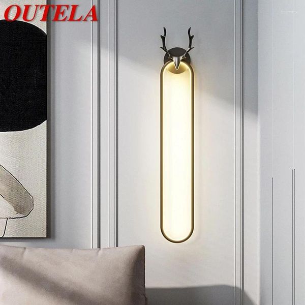 Lâmpada de parede OUTELA Nordic Modern LED Creative Design Antlers Vintage Sconce para casa Sala de estar Quarto Decoração de cabeceira Luz
