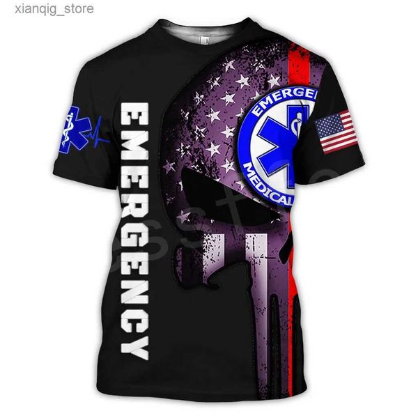 Camisetas masculinas Tessffel Técnico de serviço médico de emergência EMT EMS Herói de enfermagem Nova moda unissex lazer 3DPrint manga curta camiseta s-324328