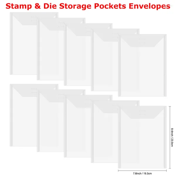 Сумки для хранения, 10 шт./компл., 7,6x9,4 дюйма, карманы для штампов, конверты, пластиковые для штампов, картонные бумажные держатели-органайзеры, 2024