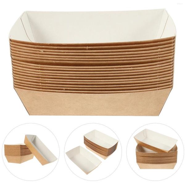 Einweg-Geschirr 100 PCs Takeout Container gebratener Hühnerhalter Erwärmung Tablett Gehäuse Papier Snack Mikrowellenboote Mikrowavable