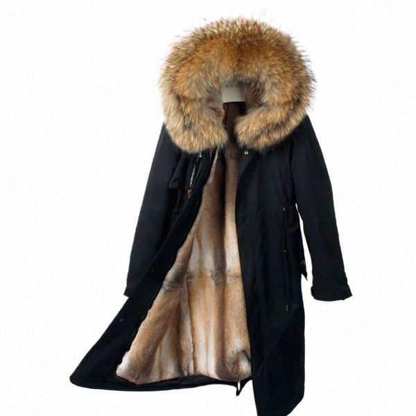 2022 nuovi uomini giacca invernale vera pelliccia naturale Rex Rabbit Fur Liner cappotto spesso caldo collo di pelliccia di Racco cappuccio Outwear Parka b3j6 #