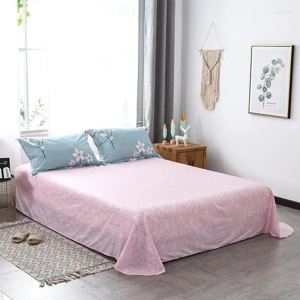 Bettwäsche-Sets 2024 Vierteiliges Bettlaken aus langstapeliger Baumwolle mit Sternen- und Mondmuster, einfarbig, helle Luxusmodelle, Denimblau, Rosa