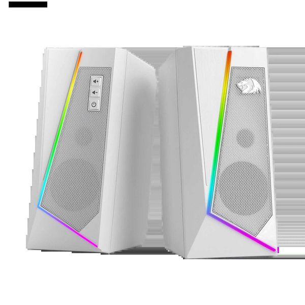 Портативные колонки Redragon GS520 RGB настольный динамик 2.0-канальный стереодинамик для ПК 6 цветных светодиодных режимов улучшенный звук белый/розовый Q240328