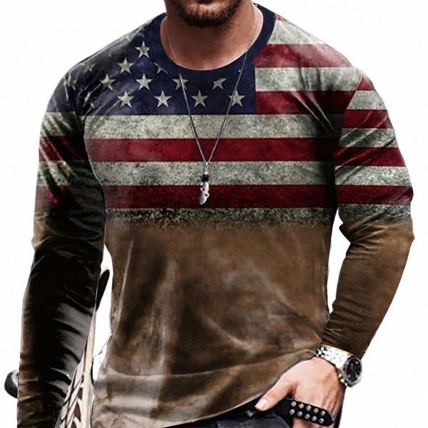 American Style Men's Lg Sleeve Men T-shirt Homme Compri Costume Sportswear T Shirt Respirável Gym Fitn Tops Roupas d8nD #