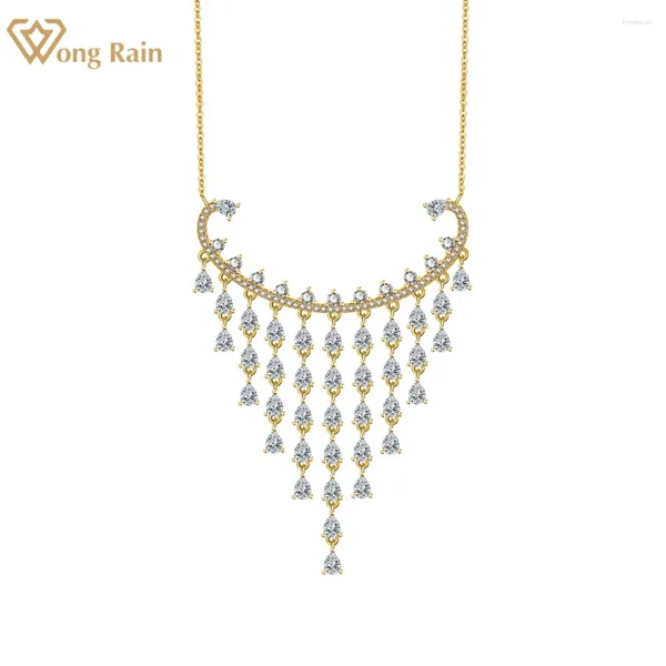 Ciondoli Wong Rain 925 Sterling Silver Creato Moissanite Pietra preziosa Pera Nappa Collana pendente per le donne Gioielleria raffinata all'ingrosso