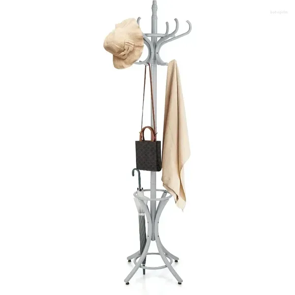 Kleiderbügel Stehender Garderobenständer Holzbaum mit 12 Haken Home Hat Jacket Hanger Umbrella Holder Stand