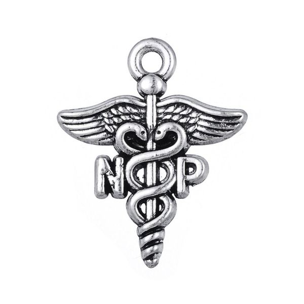 Charms Vintage Silber vergoldet Retro I Love Nursing Nurse Practitioner NP Caduceus Charm Abschlussschmuck Drop Delivery Findings Compone Dhjxh