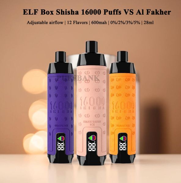 Box elfo originale Al Fakher Crown Bar Shisha 16000 16K sbuffi VAPE usa e getta BC5000 9000 12000 7K 9K 9K 12K VAPER POD Cartuccia 550MAH 23ML Batteria Batteria VAPE