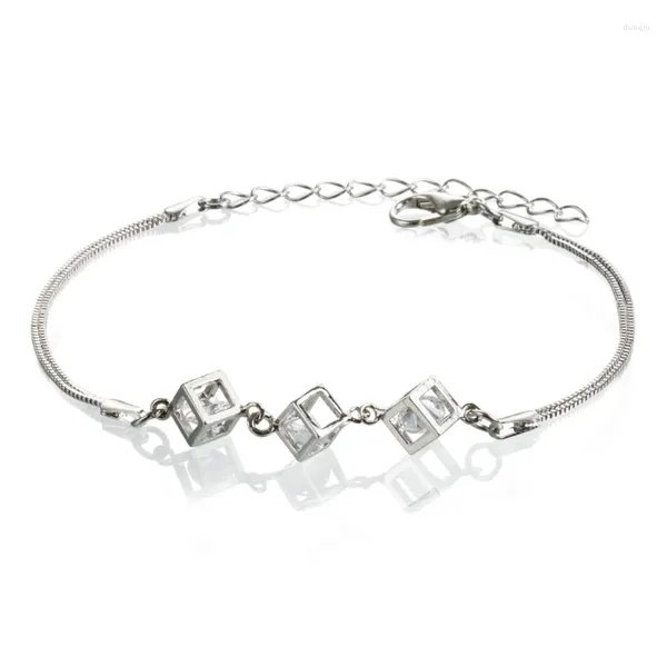 Braccialetti con ciondoli Bracciale a cubo di cristallo Lunghezza regolabile Coppia Handchain Gioielli da donna