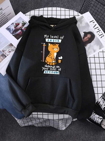 Hoodies das mulheres moletom com capuz para mulher tsundere gato bebendo chá mulheres com capuz oversize moda feminina roupas engraçado estilo coreano moletom 24328