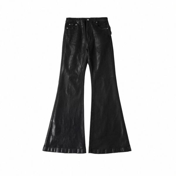 Y2k Streetwear Wachs Leder Strecth Jeans für Männer und Frauen Ropa Hombre Baggy Flare Hosen Übergroße Gerade Denim Hosen H0UK #