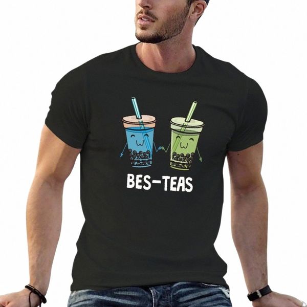 bes-teas Pun Funny Boba Bubble Tapioca Tea for Best Friends Футболка по индивидуальному заказу, простые мужские винтажные футболки p1Ug #