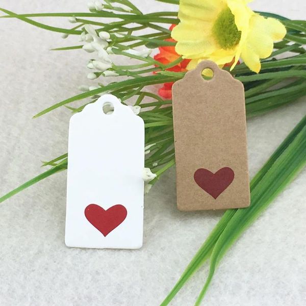 Decorazione per feste 100 pezzi 4x2 cm Carta di carta Kraft smerlata a cuore rosso / Etichetta vuota Etichetta prezzo regalo bomboniera con e etichette di parte