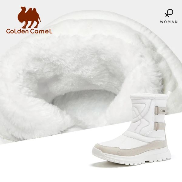 Botas Botas de inverno femininas de camelo douradas PROMUTA PROVENDA PLATA DE VELVET Hightop Shoes para caminhada para mulheres NONSLIP LADIAS DE NEW BOOT