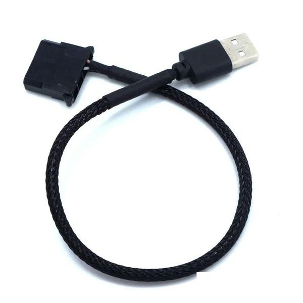 Conectores de cabos de computador 30 cm 4Pin Ventilador para adaptador USB S Pc Power Connector Pvc Connect Black Drop Delivery Computadores Networking Acc Ot2Cl